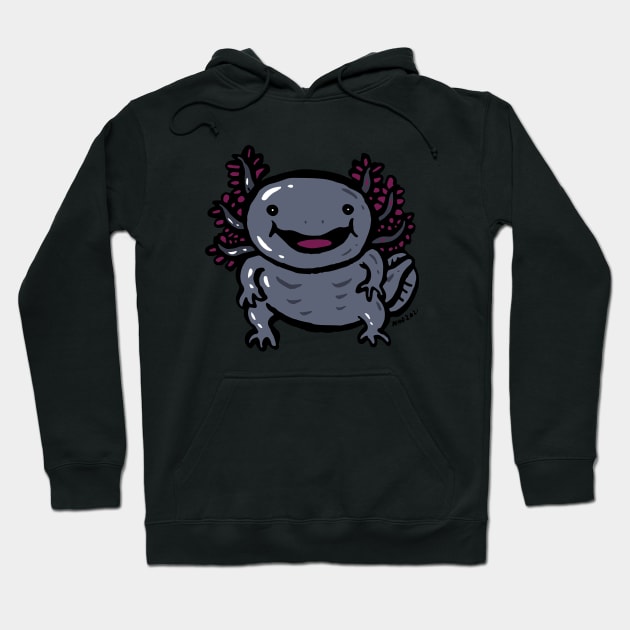 Black axolotl smile Hoodie by nokhookdesign